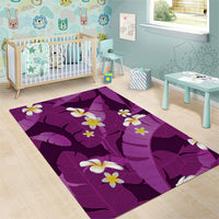 Purple Banana Leaf Hawaii Area Rug Lau Maia Plumeria Tropical Summer Vibes