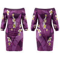 Purple Banana Leaf Hawaii Couples Matching Off The Shoulder Long Sleeve Dress and Hawaiian Shirt Lau Maia Plumeria Tropical Summer Vibes LT14 - Polynesian Pride