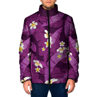 Purple Banana Leaf Hawaii Padded Jacket Lau Maia Plumeria Tropical Summer Vibes