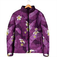 Purple Banana Leaf Hawaii Padded Jacket Lau Maia Plumeria Tropical Summer Vibes