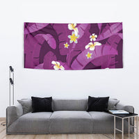Purple Banana Leaf Hawaii Tapestry Lau Maia Plumeria Tropical Summer Vibes