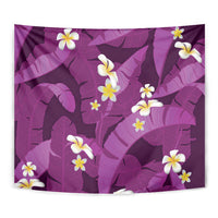 Purple Banana Leaf Hawaii Tapestry Lau Maia Plumeria Tropical Summer Vibes