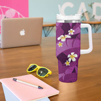 Purple Banana Leaf Hawaii Tumbler With Handle Lau Maia Plumeria Tropical Summer Vibes LT14 - Polynesian Pride