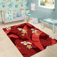 Red Banana Leaf Hawaii Area Rug Lau Maia Plumeria Tropical Summer Vibes LT14 - Polynesian Pride