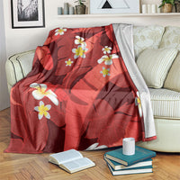 Red Banana Leaf Hawaii Blanket Lau Maia Plumeria Tropical Summer Vibes