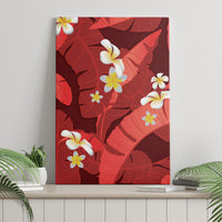 Red Banana Leaf Hawaii Canvas Wall Art Lau Maia Plumeria Tropical Summer Vibes