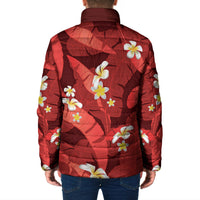 Red Banana Leaf Hawaii Padded Jacket Lau Maia Plumeria Tropical Summer Vibes