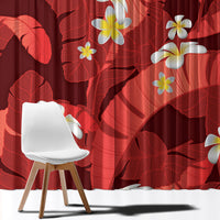 Red Banana Leaf Hawaii Window Curtain Lau Maia Plumeria Tropical Summer Vibes