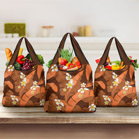 Orange Banana Leaf Hawaii Grocery Bag Lau Maia Plumeria Tropical Summer Vibes LT14 3-pack One Size Orange - Polynesian Pride