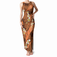 Orange Banana Leaf Hawaii Tank Maxi Dress Lau Maia Plumeria Tropical Summer Vibes LT14 Women Orange - Polynesian Pride