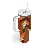 Orange Banana Leaf Hawaii Tumbler With Handle Lau Maia Plumeria Tropical Summer Vibes LT14 - Polynesian Pride