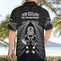 New Zealand Aotearoa Rugby Hawaiian Shirt NZ Tiki With Maori Fern World Cup Black Version LT14 - Polynesian Pride