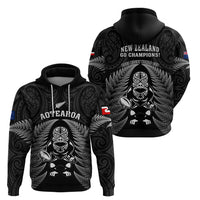 New Zealand Aotearoa Rugby Hoodie NZ Tiki With Maori Fern World Cup Black Version LT14 - Polynesian Pride
