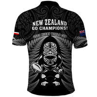 New Zealand Aotearoa Rugby Polo Shirt NZ Tiki With Maori Fern World Cup Black Version LT14 - Polynesian Pride