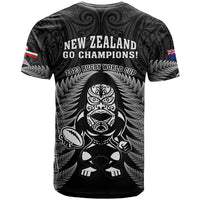 New Zealand Aotearoa Rugby T Shirt NZ Tiki With Maori Fern World Cup Black Version LT14 - Polynesian Pride