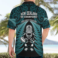 New Zealand Aotearoa Rugby Hawaiian Shirt NZ Tiki With Maori Fern World Cup Turquoise Version LT14 - Polynesian Pride