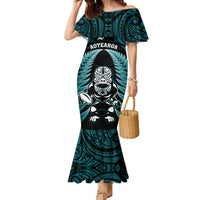 New Zealand Aotearoa Rugby Mermaid Dress NZ Tiki With Maori Fern World Cup Turquoise Version LT14 Women Turquoise - Polynesian Pride