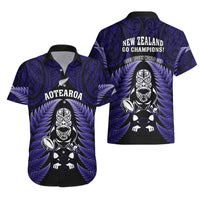 New Zealand Aotearoa Rugby Hawaiian Shirt NZ Tiki With Maori Fern World Cup Blue Version LT14 - Polynesian Pride