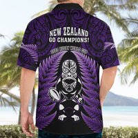 New Zealand Aotearoa Rugby Hawaiian Shirt NZ Tiki With Maori Fern World Cup Purple Version LT14 - Polynesian Pride