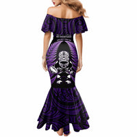 New Zealand Aotearoa Rugby Mermaid Dress NZ Tiki With Maori Fern World Cup Purple Version LT14 - Polynesian Pride