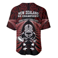 New Zealand Aotearoa Rugby Baseball Jersey NZ Tiki With Maori Fern World Cup Red Version LT14 - Polynesian Pride