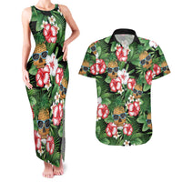 Pineapple Skull Aloha Hawaii Couples Matching Tank Maxi Dress and Hawaiian Shirt Summer Vibes Tropical Seamless Pattern - Polynesian Pride