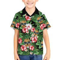 Pineapple Skull Aloha Hawaii Family Matching Off The Shoulder Long Sleeve Dress and Hawaiian Shirt Summer Vibes Tropical Seamless Pattern - Polynesian Pride