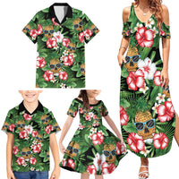 Pineapple Skull Aloha Hawaii Family Matching Summer Maxi Dress and Hawaiian Shirt Summer Vibes Tropical Seamless Pattern - Polynesian Pride