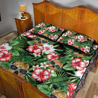 Pineapple Skull Aloha Hawaii Quilt Bed Set Summer Vibes Tropical Seamless Pattern - Polynesian Pride
