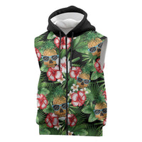 Pineapple Skull Aloha Hawaii Sleeveless Zip Hoodie Summer Vibes Tropical Seamless Pattern - Polynesian Pride