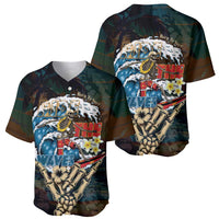 Aloha Hawaii Surfing Skull Baseball Jersey Shaka Skeleton Ride The Waves - Polynesian Pride