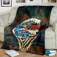 Aloha Hawaii Surfing Skull Blanket Shaka Skeleton Ride The Waves - Polynesian Pride