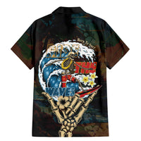 Aloha Hawaii Surfing Skull Family Matching Mermaid Dress and Hawaiian Shirt Shaka Skeleton Ride The Waves - Polynesian Pride
