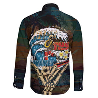 Aloha Hawaii Surfing Skull Family Matching Mermaid Dress and Hawaiian Shirt Shaka Skeleton Ride The Waves - Polynesian Pride