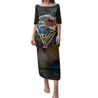 Aloha Hawaii Surfing Skull Family Matching Puletasi and Hawaiian Shirt Shaka Skeleton Ride The Waves - Polynesian Pride