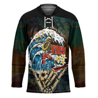 Aloha Hawaii Surfing Skull Hockey Jersey Shaka Skeleton Ride The Waves LT14 Unisex Black - Polynesian Pride