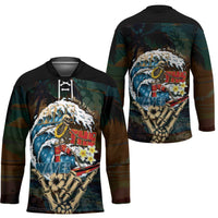 Aloha Hawaii Surfing Skull Hockey Jersey Shaka Skeleton Ride The Waves LT14 - Polynesian Pride