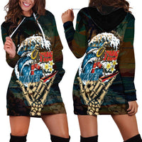 Aloha Hawaii Surfing Skull Hoodie Dress Shaka Skeleton Ride The Waves - Polynesian Pride