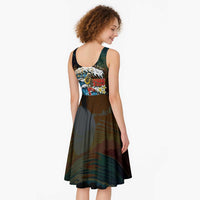 Aloha Hawaii Surfing Skull Midi Dress Shaka Skeleton Ride The Waves - Polynesian Pride