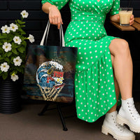 Aloha Hawaii Surfing Skull Tote Bag Shaka Skeleton Ride The Waves - Polynesian Pride