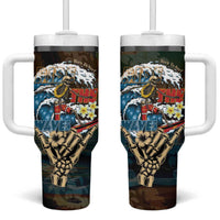 Aloha Hawaii Surfing Skull Tumbler With Handle Shaka Skeleton Ride The Waves - Polynesian Pride