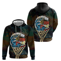Aloha Hawaii Surfing Skull Zip Hoodie Shaka Skeleton Ride The Waves - Polynesian Pride
