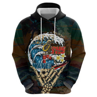 Aloha Hawaii Surfing Skull Zip Hoodie Shaka Skeleton Ride The Waves - Polynesian Pride