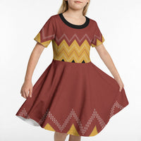 Kaokao Maori Tukutuku Inspired New Zealand Kid Short Sleeve Dress LT14 - Polynesian Pride