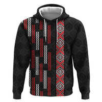 Roimata Toroa Maori Taniko Inspired New Zealand Hoodie LT14 Pullover Hoodie Black - Polynesian Pride