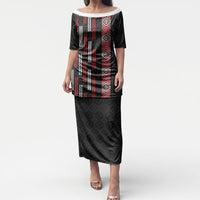 Roimata Toroa Maori Taniko Inspired New Zealand Puletasi LT14 Long Dress Black - Polynesian Pride