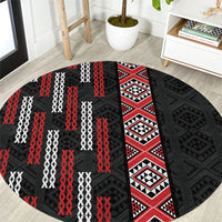Roimata Toroa Maori Taniko Inspired New Zealand Round Carpet LT14 Black - Polynesian Pride