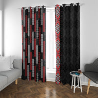Roimata Toroa Maori Taniko Inspired New Zealand Window Curtain LT14 With Grommets Black - Polynesian Pride