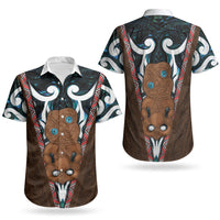 New Zealand Whakairo Couples Matching Long Sleeve Bodycon Dress and Hawaiian Shirt Tiki Maori Carving Taniko Motifs LT14 - Polynesian Pride