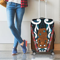 New Zealand Whakairo Luggage Cover Tiki Maori Carving Taniko Motifs LT14 - Polynesian Pride